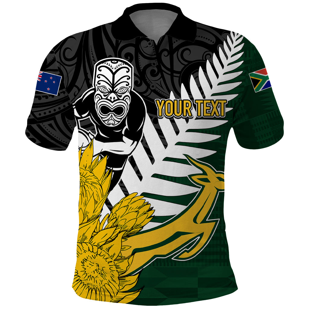 Personalised New Zealand Vs South Africa Rugby Polo Shirt Rivals - Tribal Style - Vibe Hoodie Shop