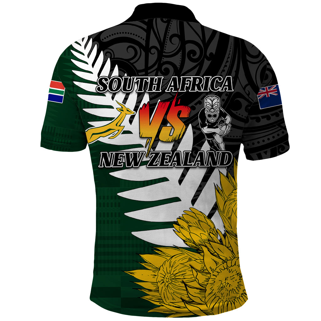 Personalised New Zealand Vs South Africa Rugby Polo Shirt Rivals - Tribal Style - Vibe Hoodie Shop