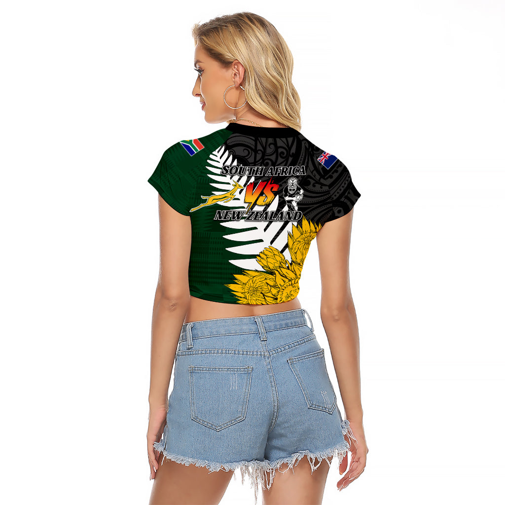 Personalised New Zealand Vs South Africa Rugby Raglan Cropped T Shirt Rivals - Tribal Style - Vibe Hoodie Shop