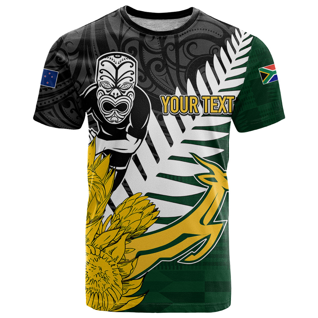 Personalised New Zealand Vs South Africa Rugby T Shirt Rivals - Tribal Style - Vibe Hoodie Shop