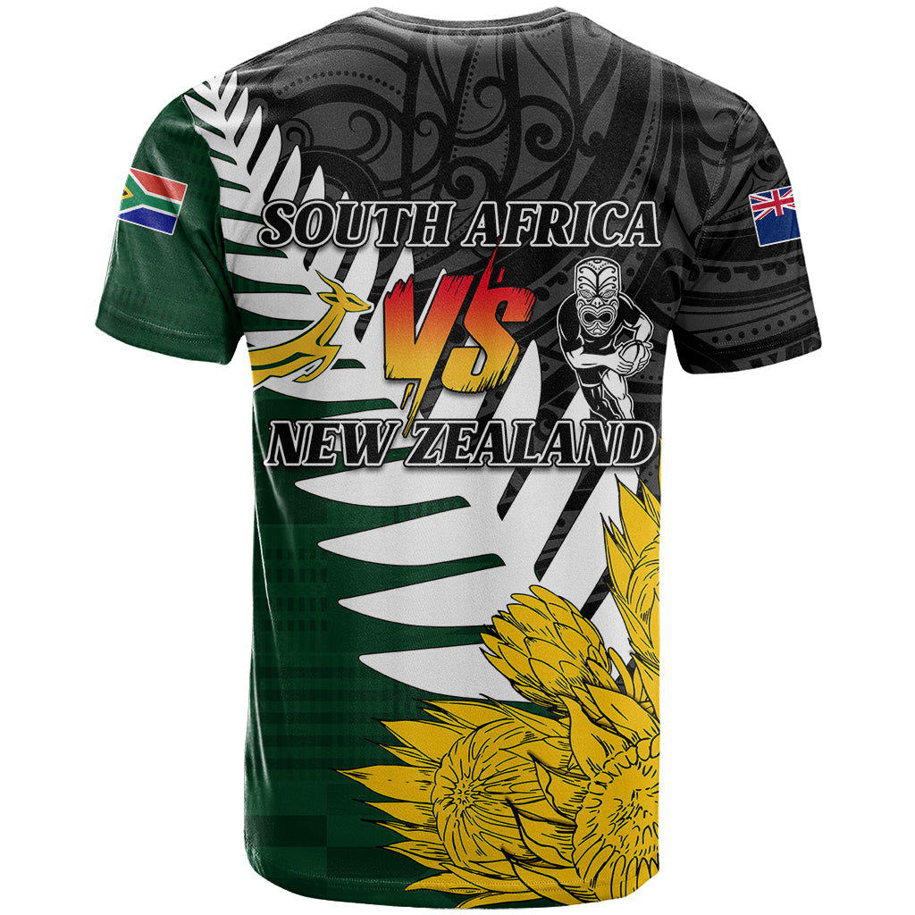 Personalised New Zealand Vs South Africa Rugby T Shirt Rivals - Tribal Style - Vibe Hoodie Shop
