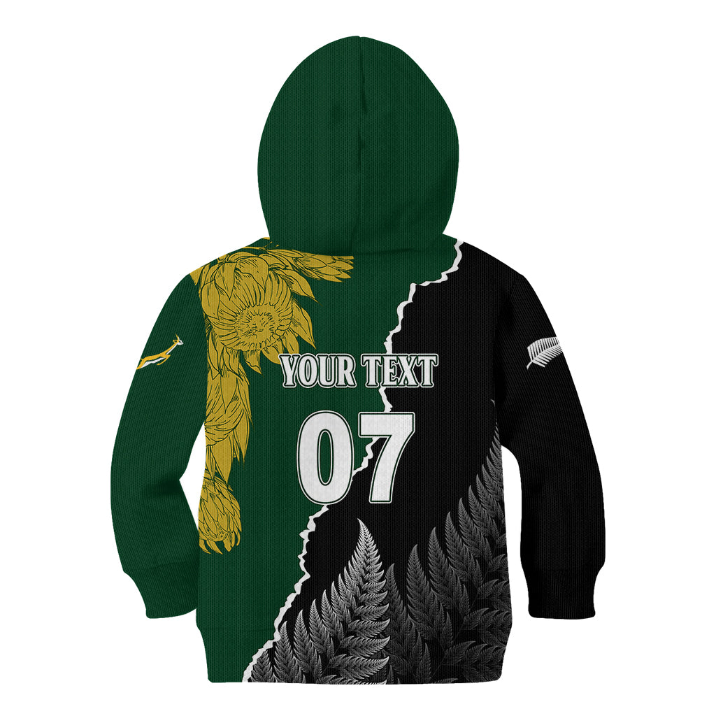 Personalised New Zealand Vs South Africa Rugby Kid Hoodie Rivals Dynamics - Vibe Hoodie Shop