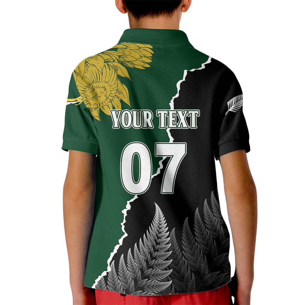 Personalised New Zealand Vs South Africa Rugby Kid Polo Shirt Rivals Dynamics - Vibe Hoodie Shop