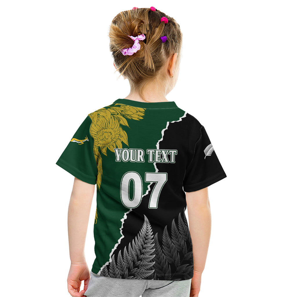 Personalised New Zealand Vs South Africa Rugby Kid T Shirt Rivals Dynamics - Vibe Hoodie Shop