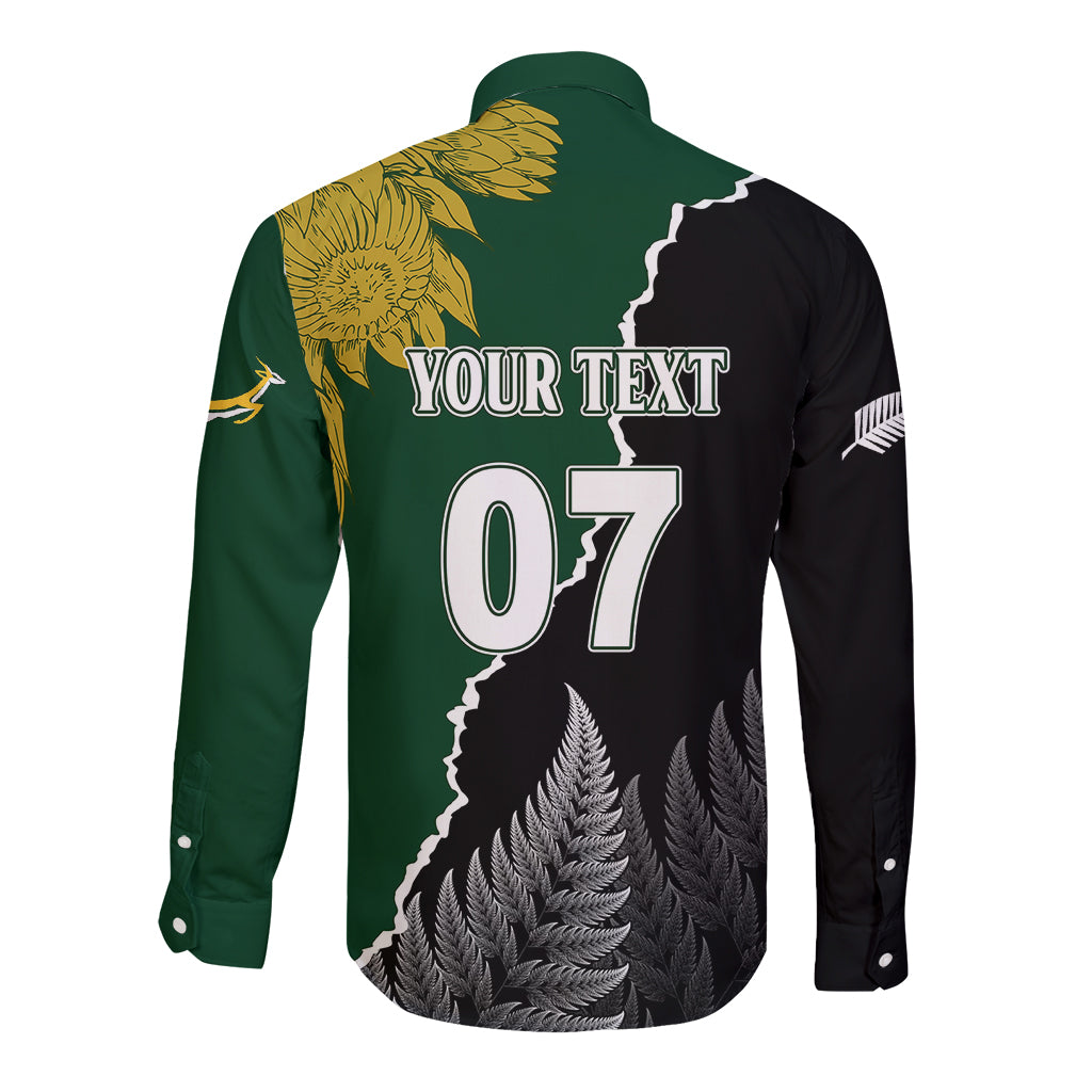 Personalised New Zealand Vs South Africa Rugby Long Sleeve Button Shirt Rivals Dynamics - Vibe Hoodie Shop