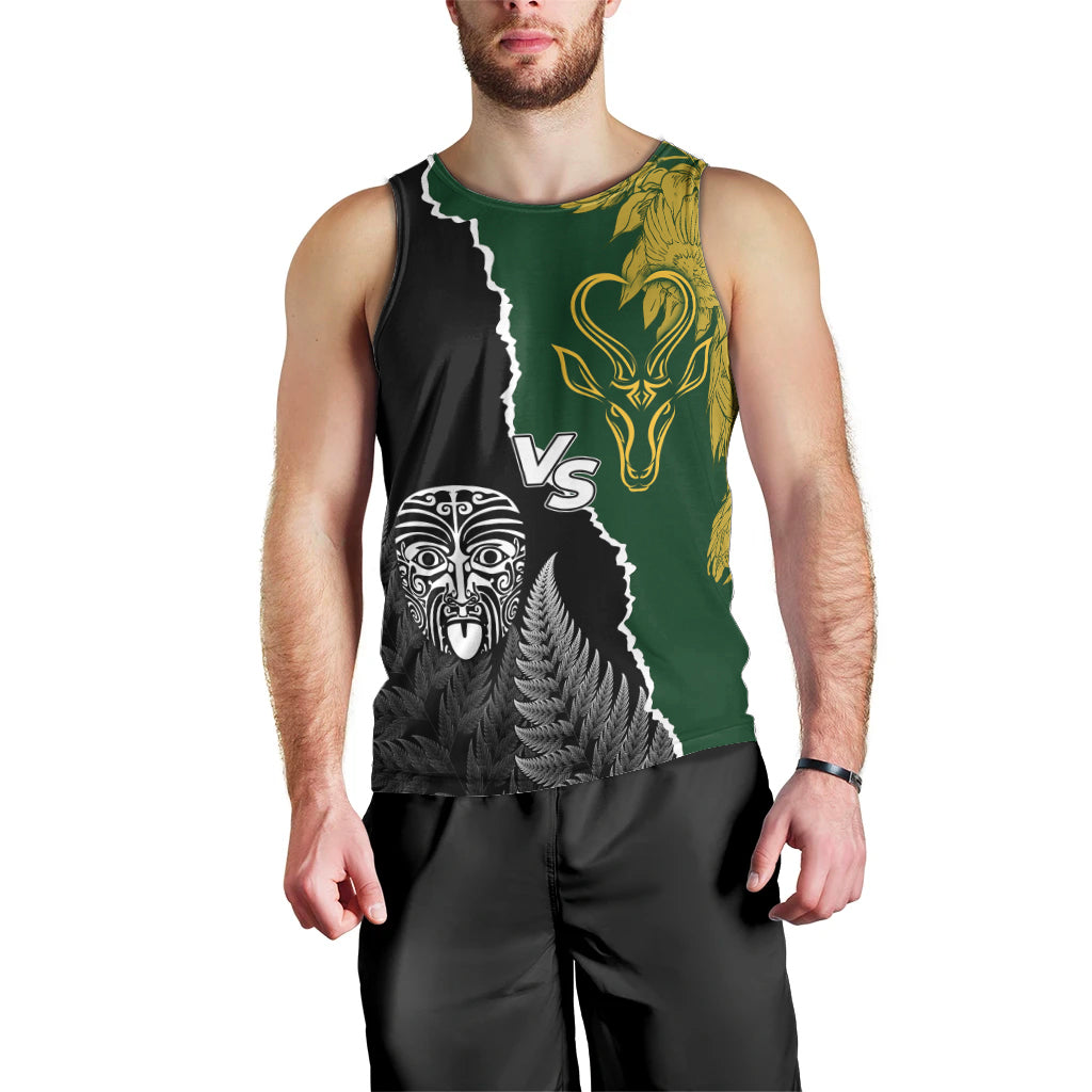 Personalised New Zealand Vs South Africa Rugby Men Tank Top Rivals Dynamics - Vibe Hoodie Shop