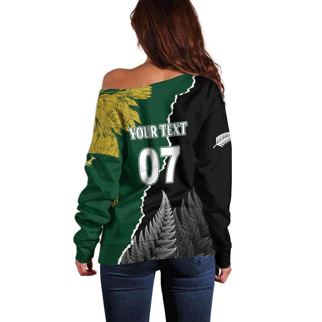 Personalised New Zealand Vs South Africa Rugby Off Shoulder Sweater Rivals Dynamics - Vibe Hoodie Shop