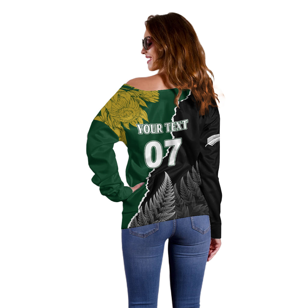 Personalised New Zealand Vs South Africa Rugby Off Shoulder Sweater Rivals Dynamics - Vibe Hoodie Shop
