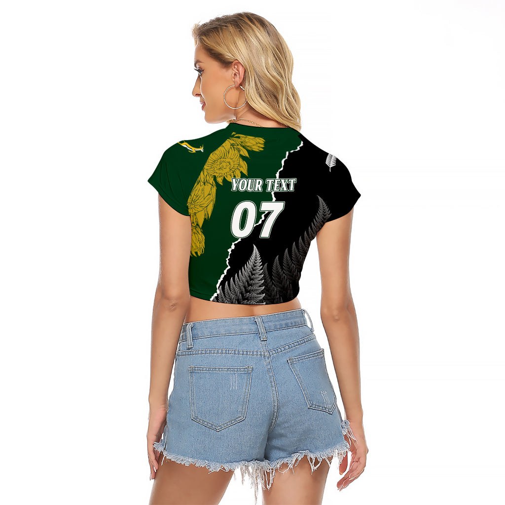 Personalised New Zealand Vs South Africa Rugby Raglan Cropped T Shirt Rivals Dynamics - Vibe Hoodie Shop