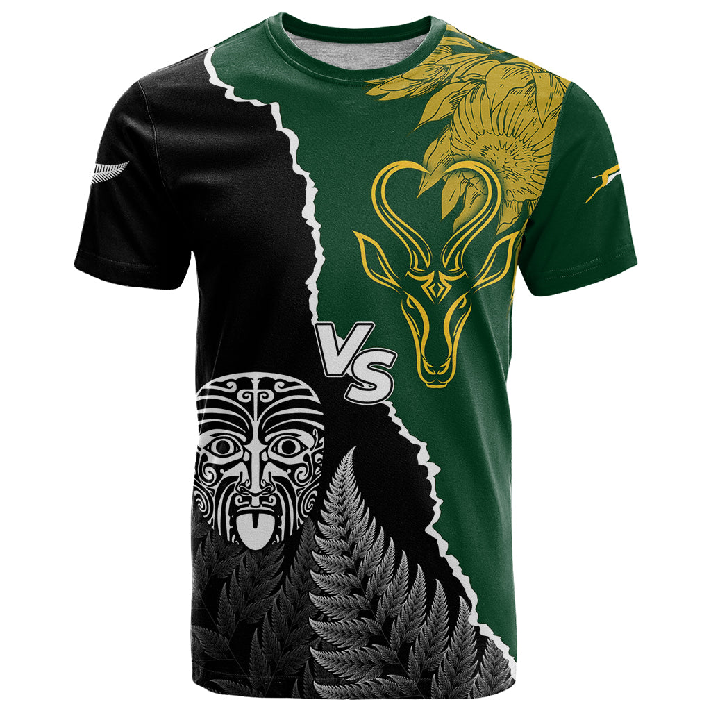 Personalised New Zealand Vs South Africa Rugby T Shirt Rivals Dynamics - Vibe Hoodie Shop