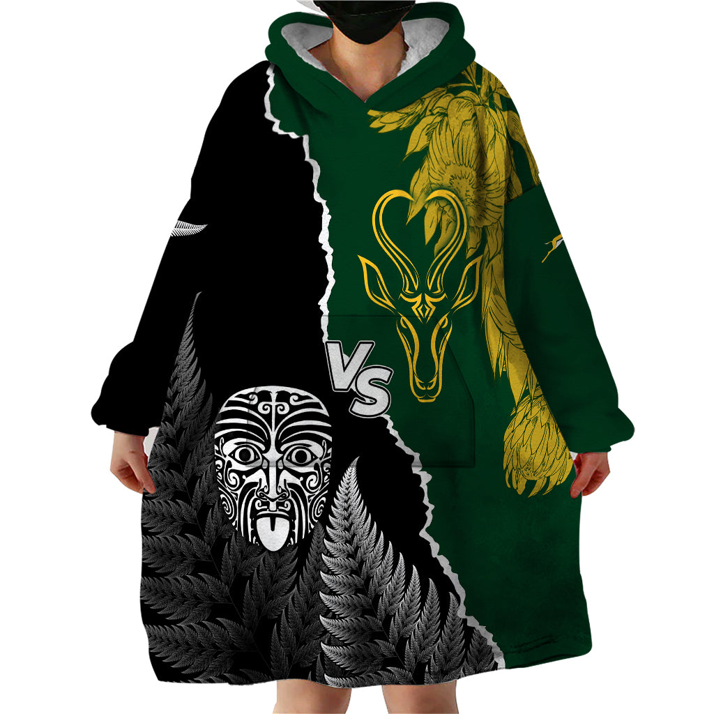 Personalised New Zealand Vs South Africa Rugby Wearable Blanket Hoodie Rivals Dynamics - Vibe Hoodie Shop