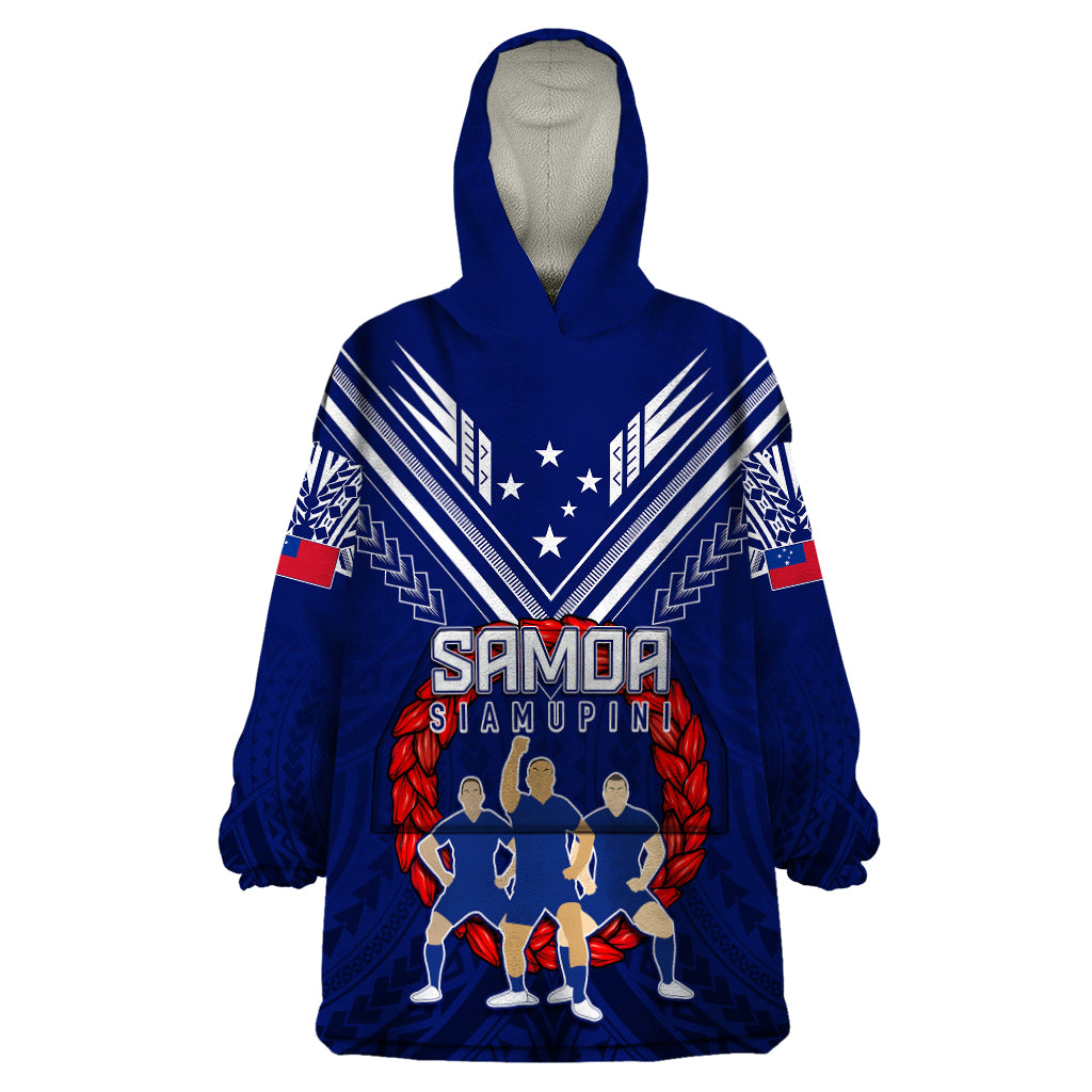 Personalised Samoa Rugby Wearable Blanket Hoodie World Cup 2023 Siamupini Siva Tau - Vibe Hoodie Shop