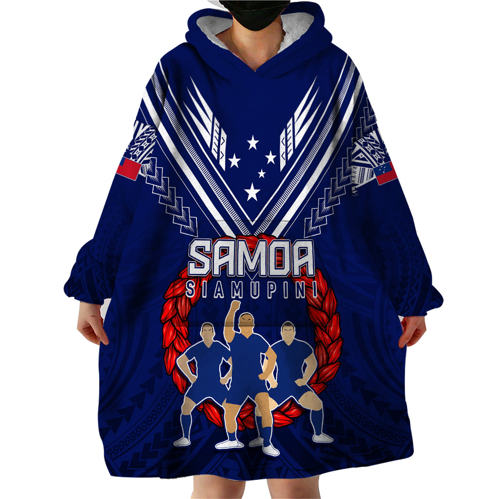 Personalised Samoa Rugby Wearable Blanket Hoodie World Cup 2023 Siamupini Siva Tau - Vibe Hoodie Shop