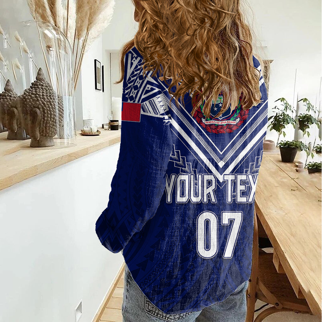 Personalised Samoa Rugby Women Casual Shirt World Cup 2023 Siamupini Siva Tau - Vibe Hoodie Shop