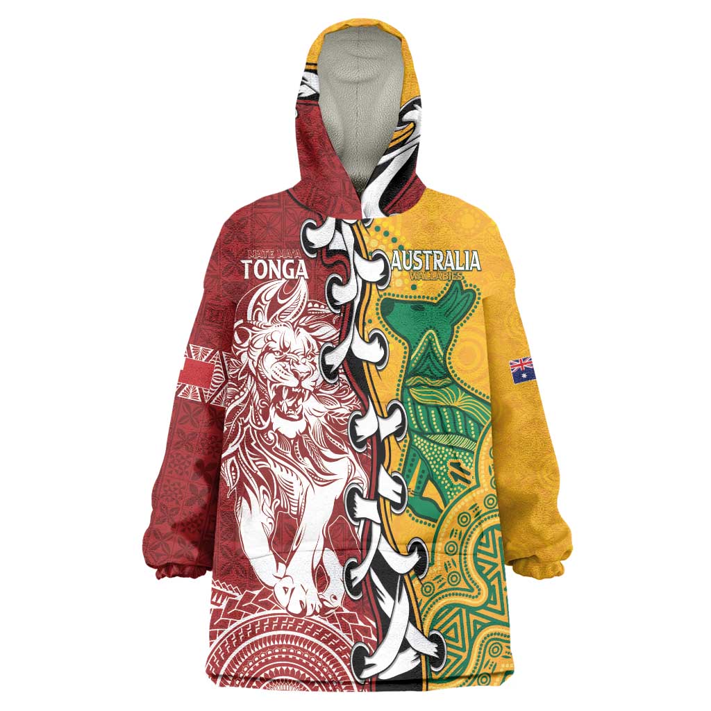 Mate Ma'a Tonga Vs Australia Rugby Personalized Wearable Blanket Hoodie Special Mascots - Vibe Hoodie Shop