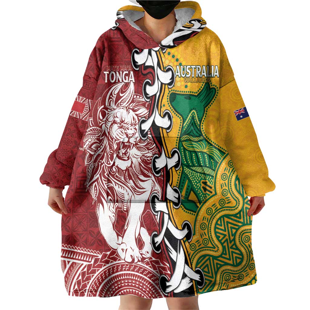 Mate Ma'a Tonga Vs Australia Rugby Personalized Wearable Blanket Hoodie Special Mascots - Vibe Hoodie Shop