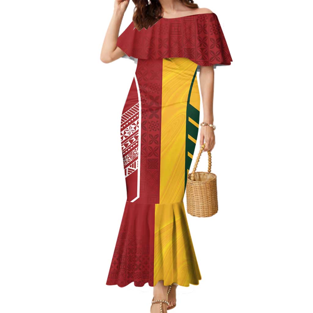 Australia - Tonga Rugby Custom Family Matching Mermaid Dress and Hawaiian Shirt Minimalist Dynamic