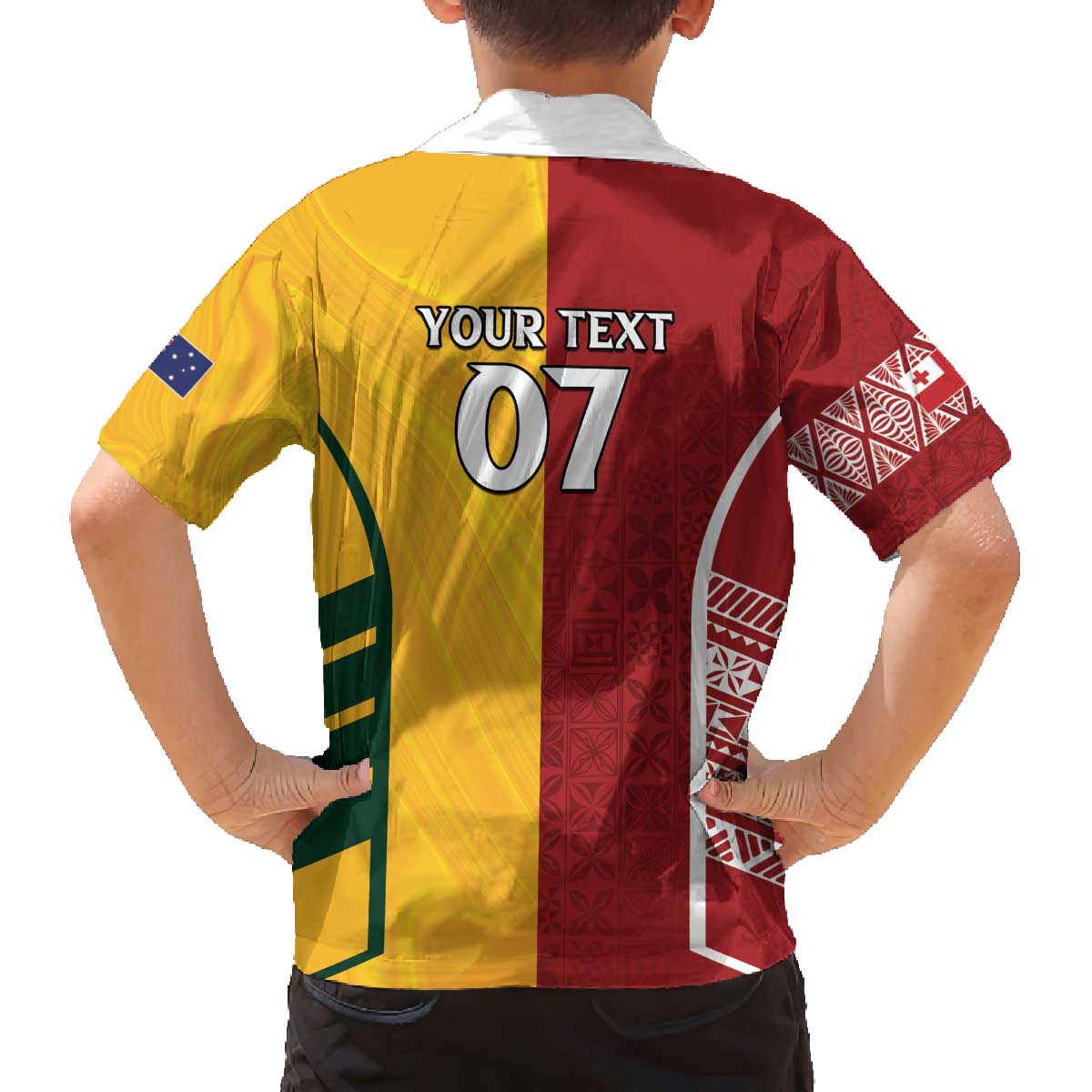 Australia - Tonga Rugby Custom Family Matching Off The Shoulder Long Sleeve Dress and Hawaiian Shirt Minimalist Dynamic