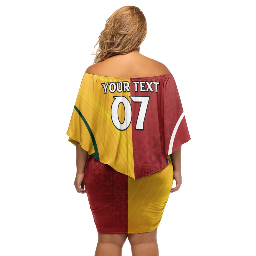 Australia - Tonga Rugby Custom Family Matching Off Shoulder Short Dress and Hawaiian Shirt Minimalist Dynamic