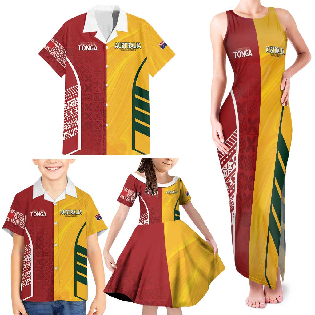 Australia - Tonga Rugby Custom Family Matching Tank Maxi Dress and Hawaiian Shirt Minimalist Dynamic