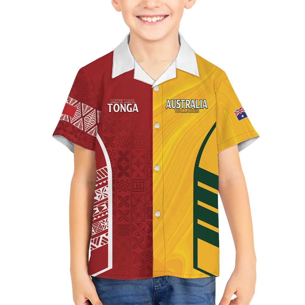 Australia - Tonga Rugby Custom Family Matching Tank Maxi Dress and Hawaiian Shirt Minimalist Dynamic