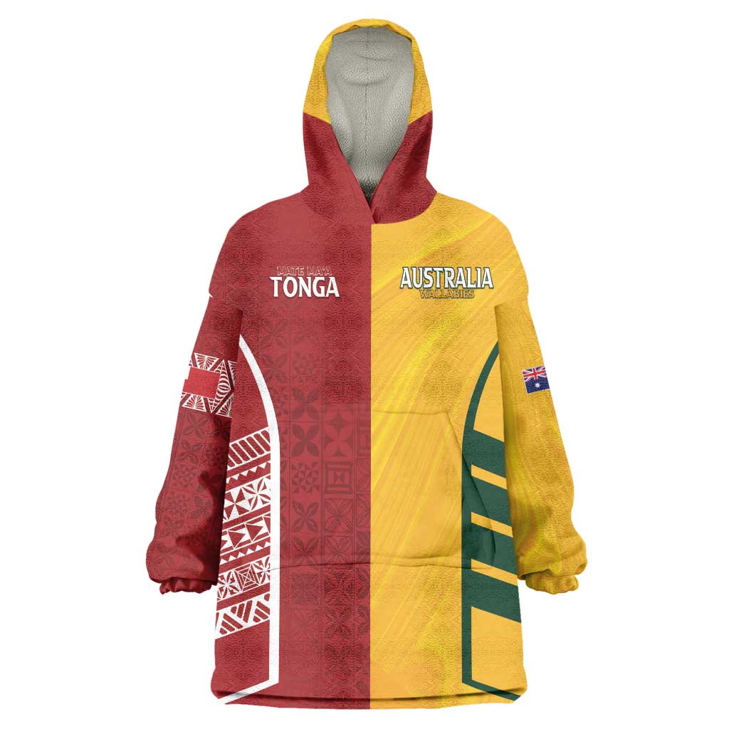 Australia - Tonga Rugby Custom Wearable Blanket Hoodie Minimalist Dynamic - Vibe Hoodie Shop