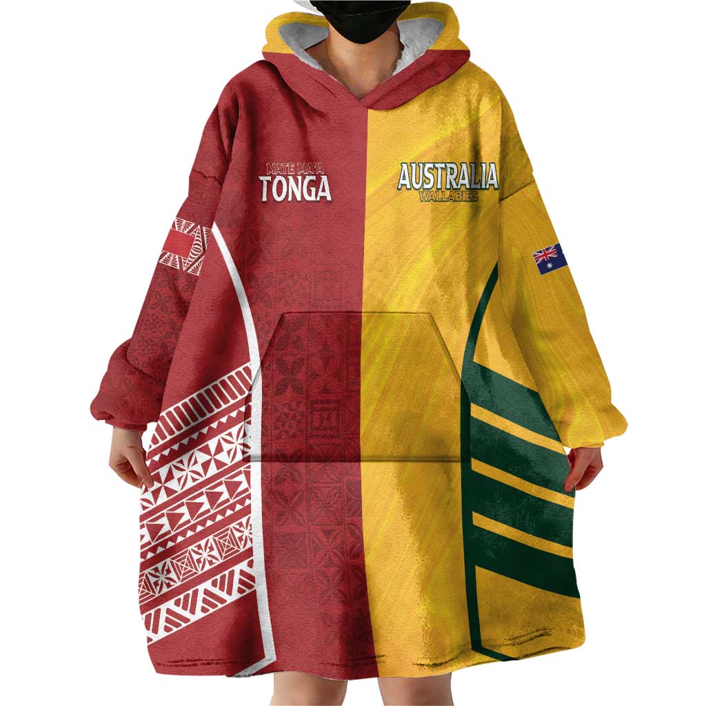 Australia - Tonga Rugby Custom Wearable Blanket Hoodie Minimalist Dynamic - Vibe Hoodie Shop