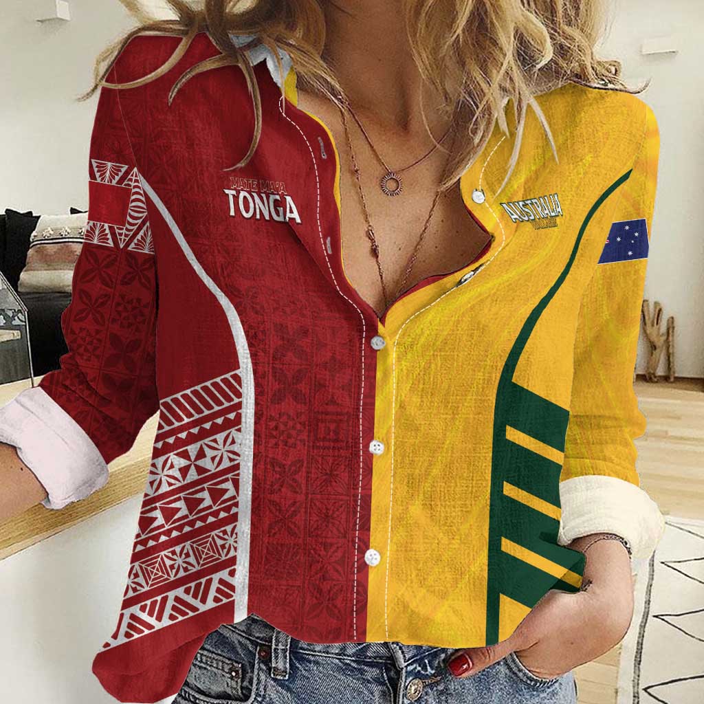 Australia - Tonga Rugby Custom Women Casual Shirt Minimalist Dynamic - Vibe Hoodie Shop