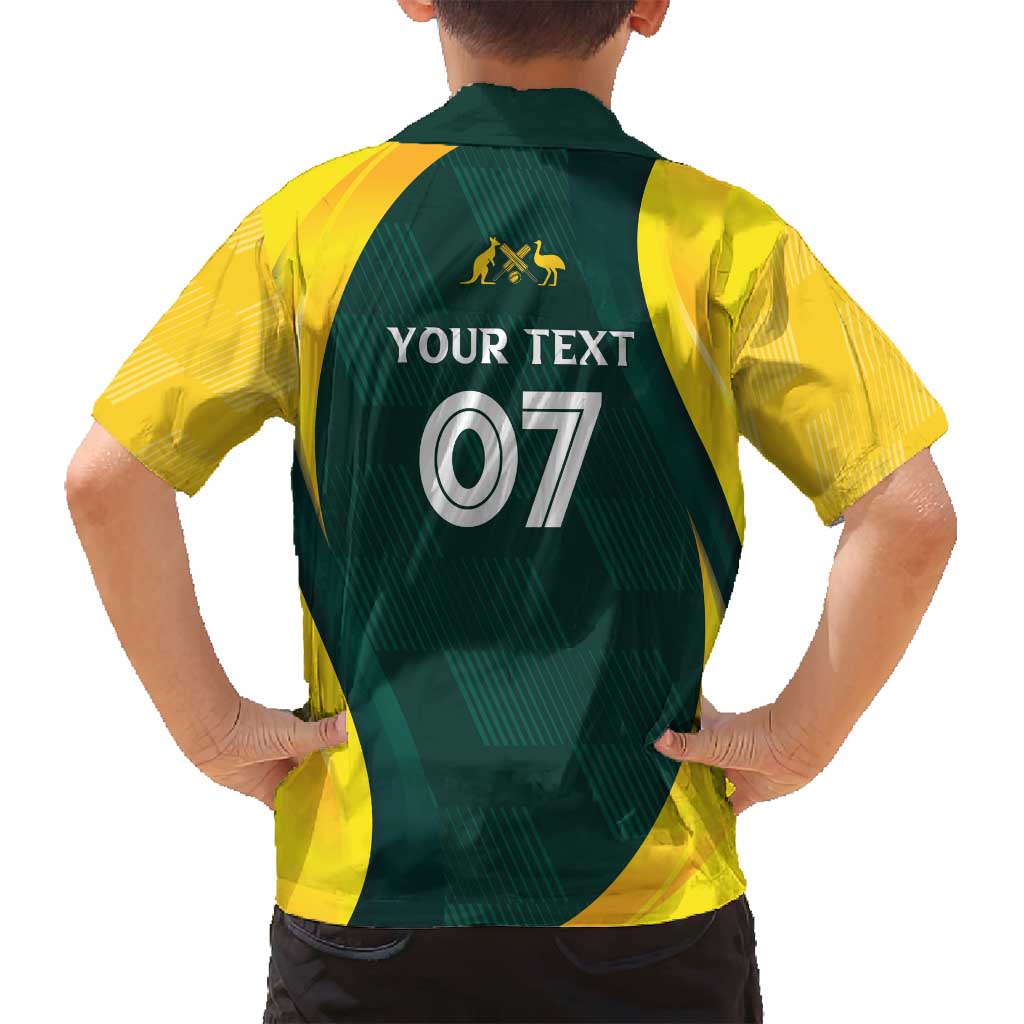 Australia Cricket Custom Family Matching Long Sleeve Bodycon Dress and Hawaiian Shirt GO Aussie - Modern Motif