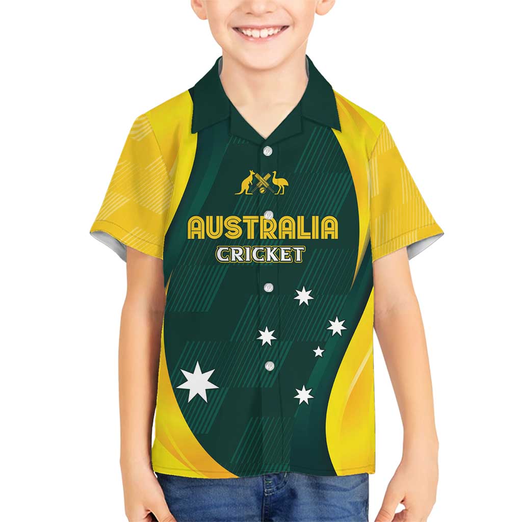 Australia Cricket Custom Family Matching Long Sleeve Bodycon Dress and Hawaiian Shirt GO Aussie - Modern Motif