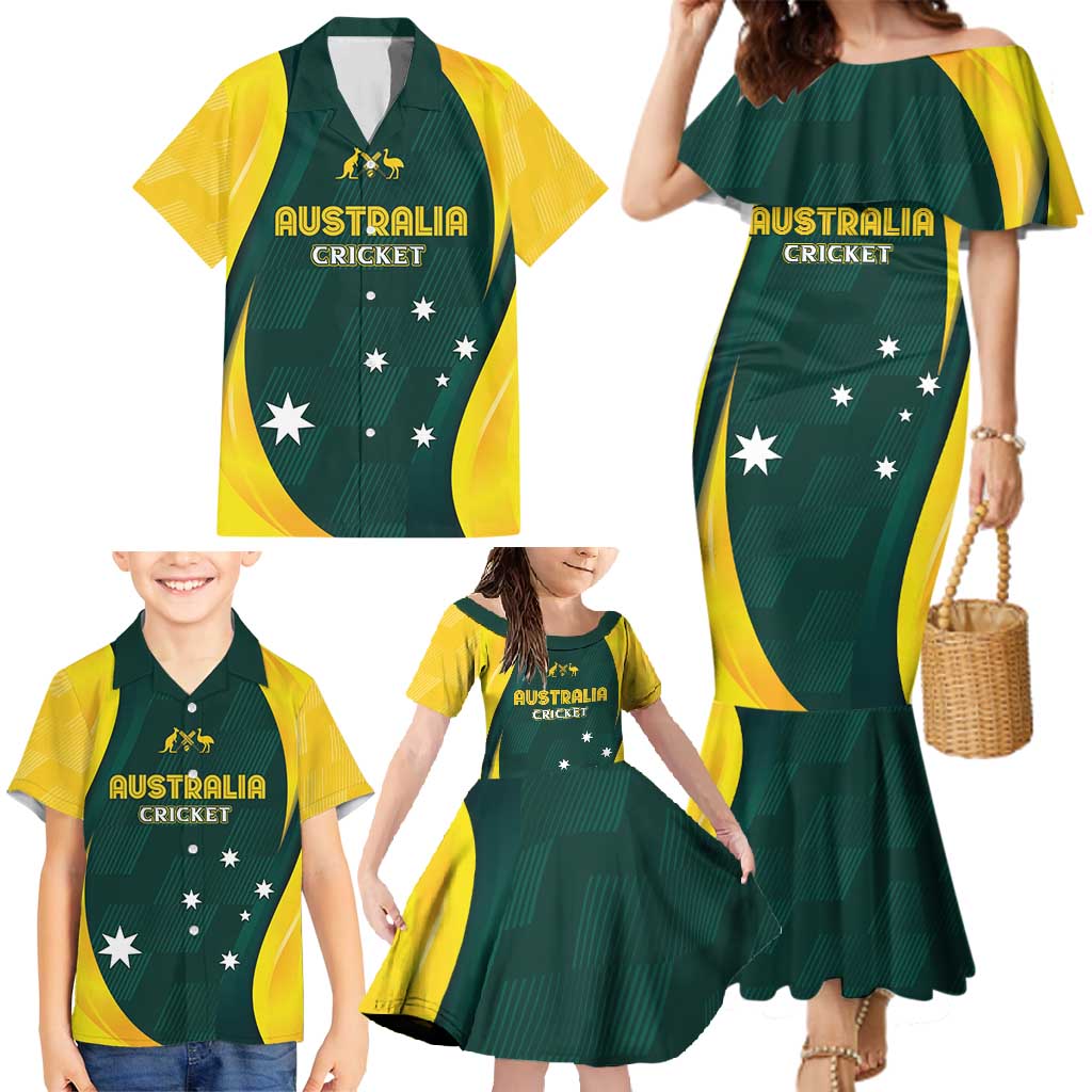 Australia Cricket Custom Family Matching Mermaid Dress and Hawaiian Shirt GO Aussie - Modern Motif