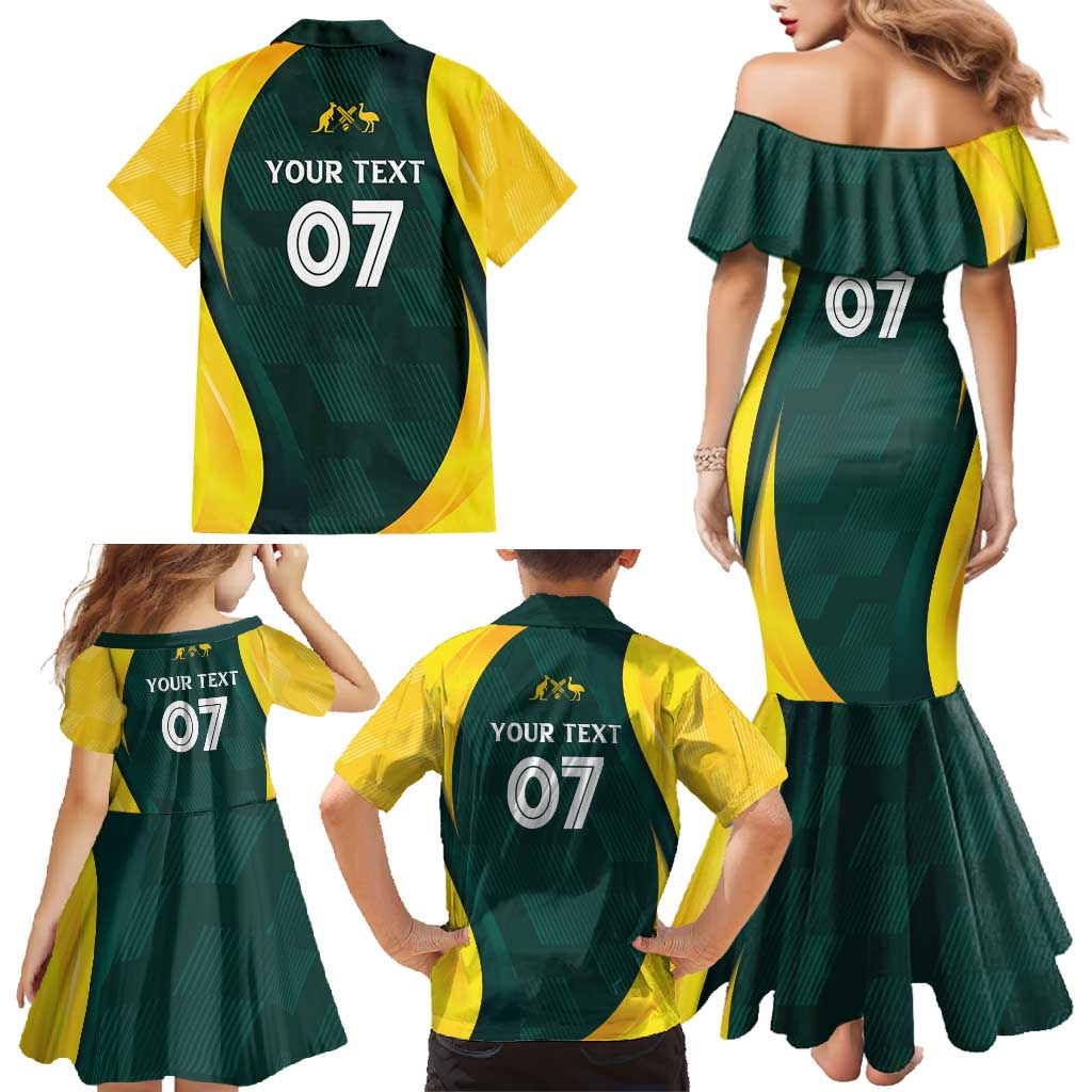 Australia Cricket Custom Family Matching Mermaid Dress and Hawaiian Shirt GO Aussie - Modern Motif