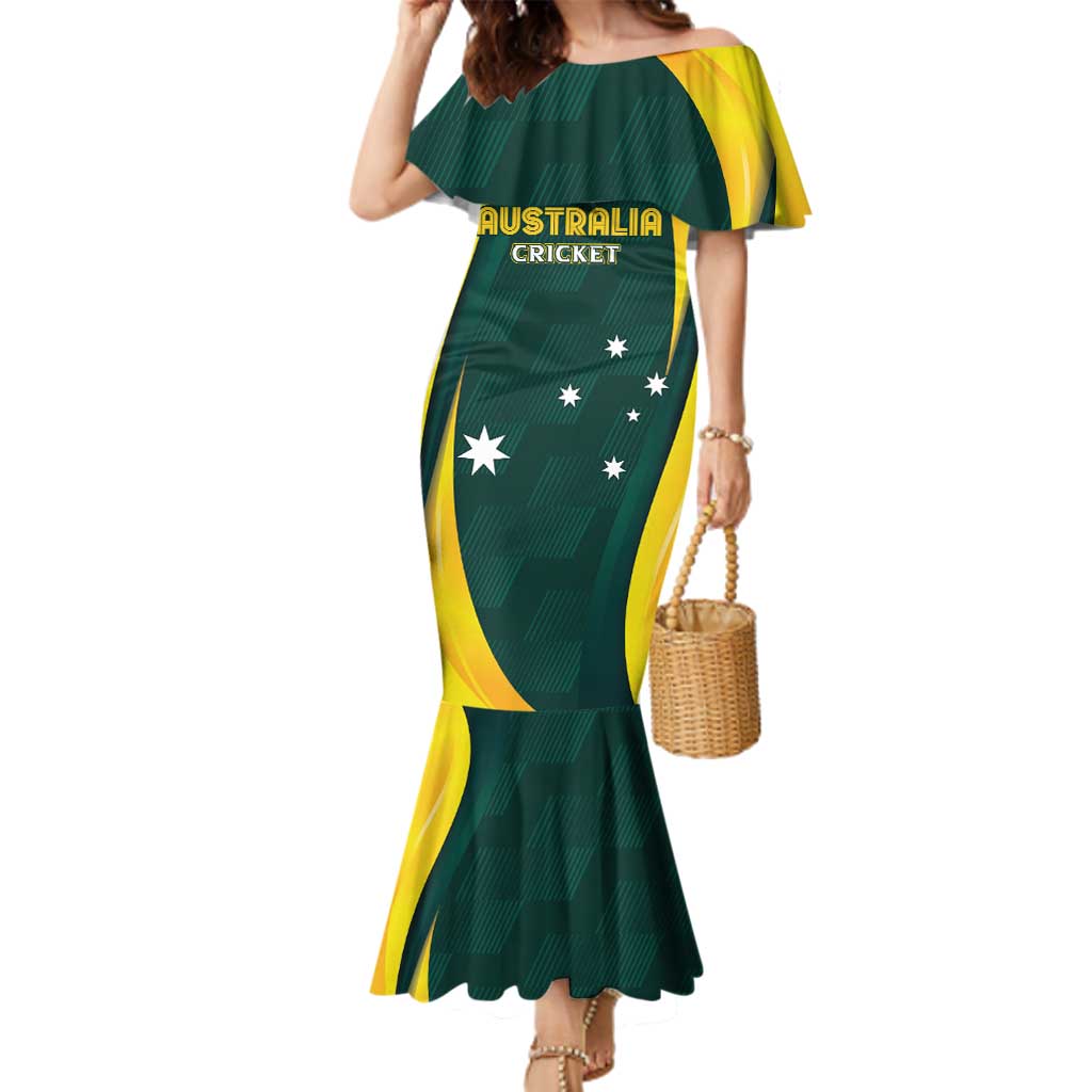 Australia Cricket Custom Family Matching Mermaid Dress and Hawaiian Shirt GO Aussie - Modern Motif