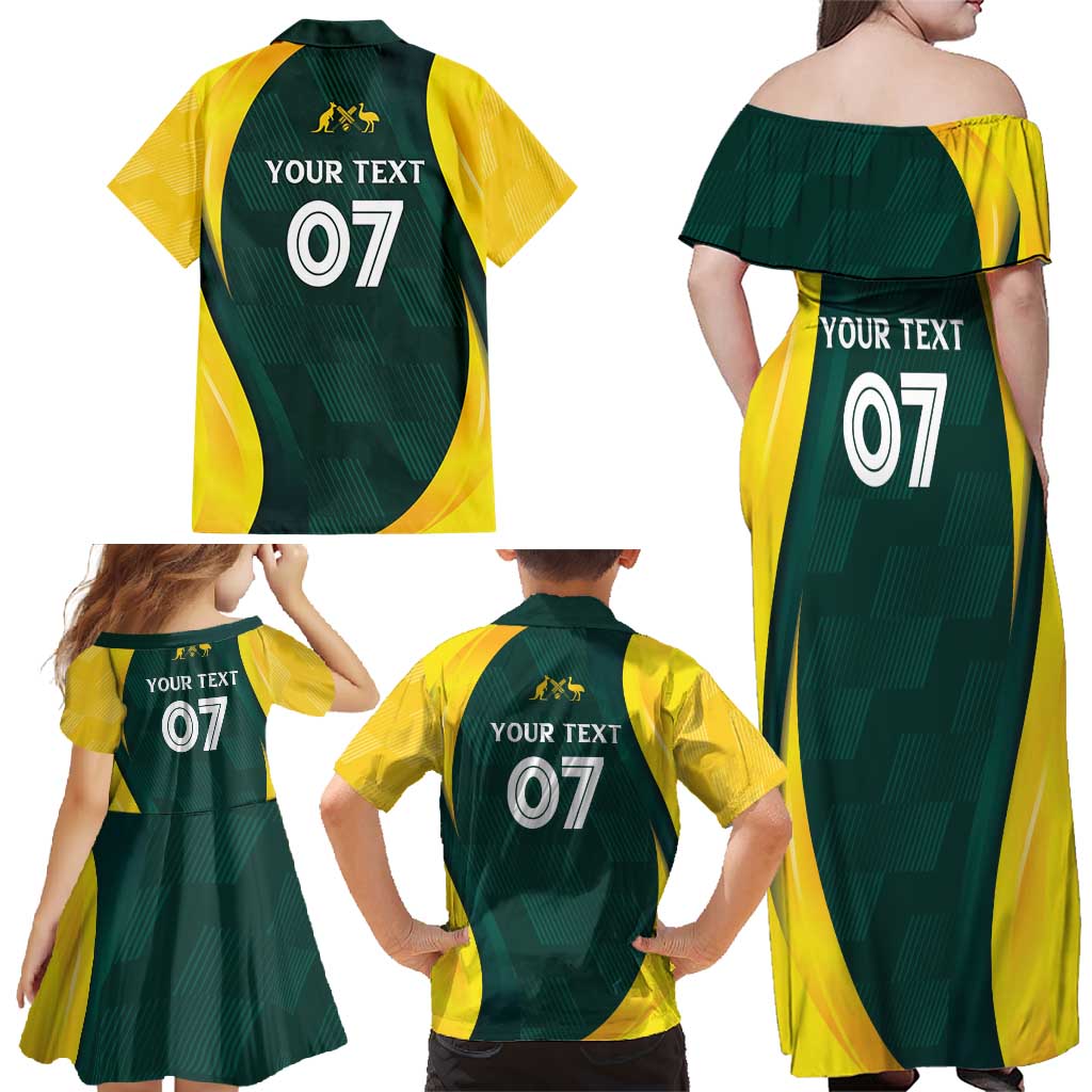 Australia Cricket Custom Family Matching Off Shoulder Maxi Dress and Hawaiian Shirt GO Aussie - Modern Motif