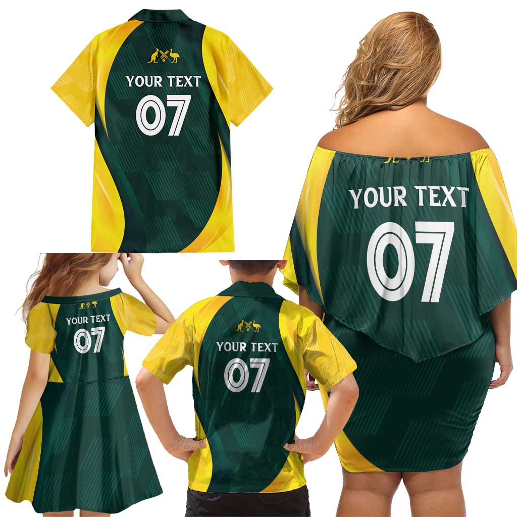 Australia Cricket Custom Family Matching Off Shoulder Short Dress and Hawaiian Shirt GO Aussie - Modern Motif