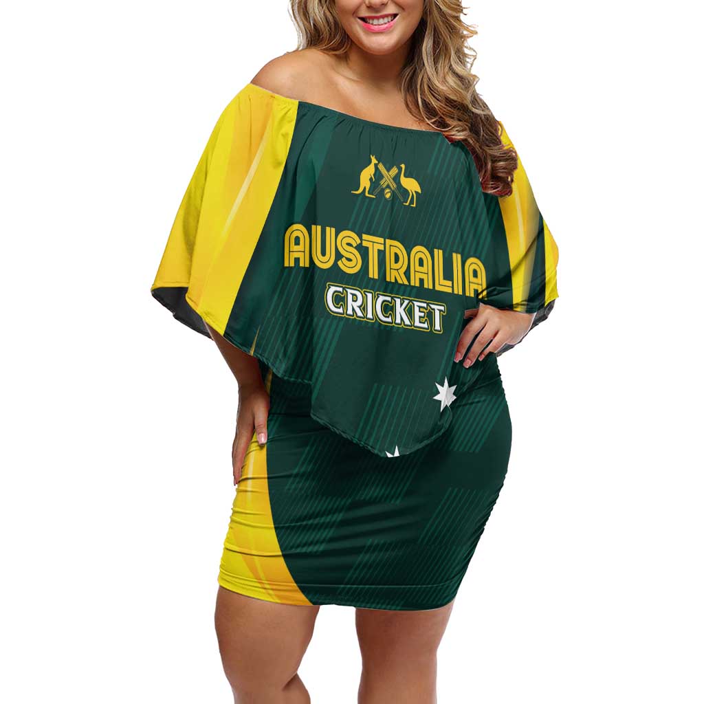 Australia Cricket Custom Family Matching Off Shoulder Short Dress and Hawaiian Shirt GO Aussie - Modern Motif