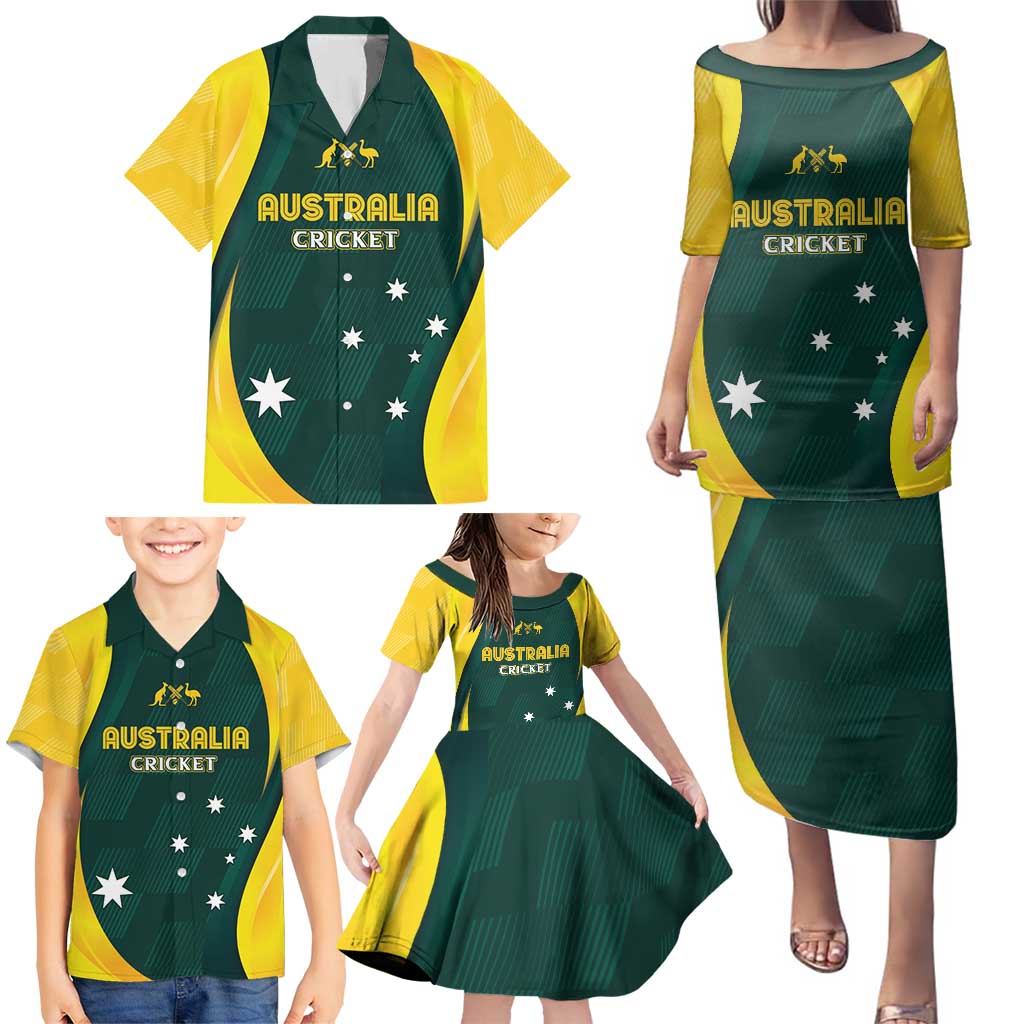 Australia Cricket Custom Family Matching Puletasi and Hawaiian Shirt GO Aussie - Modern Motif