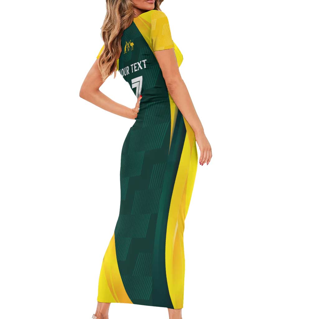 Australia Cricket Custom Family Matching Short Sleeve Bodycon Dress and Hawaiian Shirt GO Aussie - Modern Motif