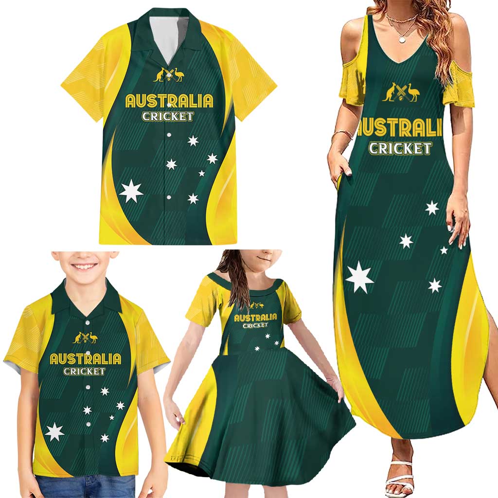 Australia Cricket Custom Family Matching Summer Maxi Dress and Hawaiian Shirt GO Aussie - Modern Motif