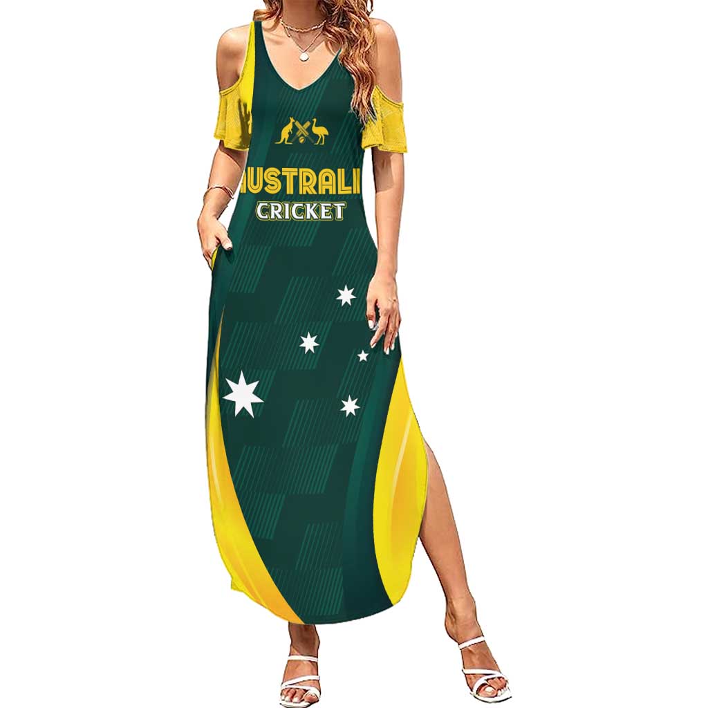 Australia Cricket Custom Family Matching Summer Maxi Dress and Hawaiian Shirt GO Aussie - Modern Motif