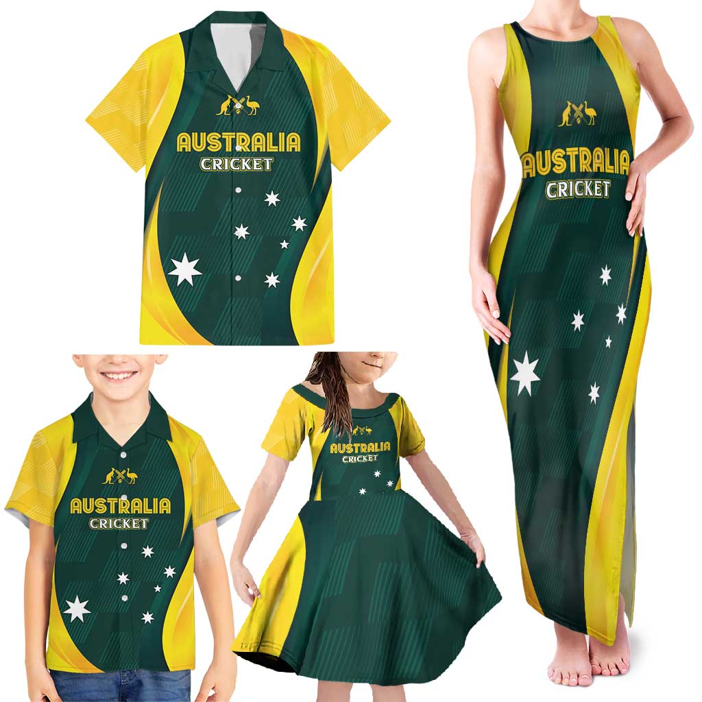 Australia Cricket Custom Family Matching Tank Maxi Dress and Hawaiian Shirt GO Aussie - Modern Motif