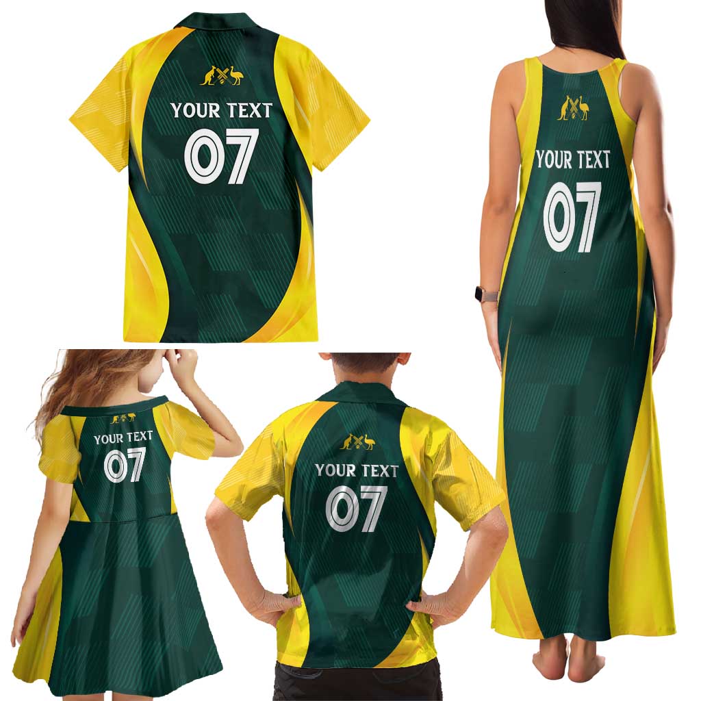 Australia Cricket Custom Family Matching Tank Maxi Dress and Hawaiian Shirt GO Aussie - Modern Motif