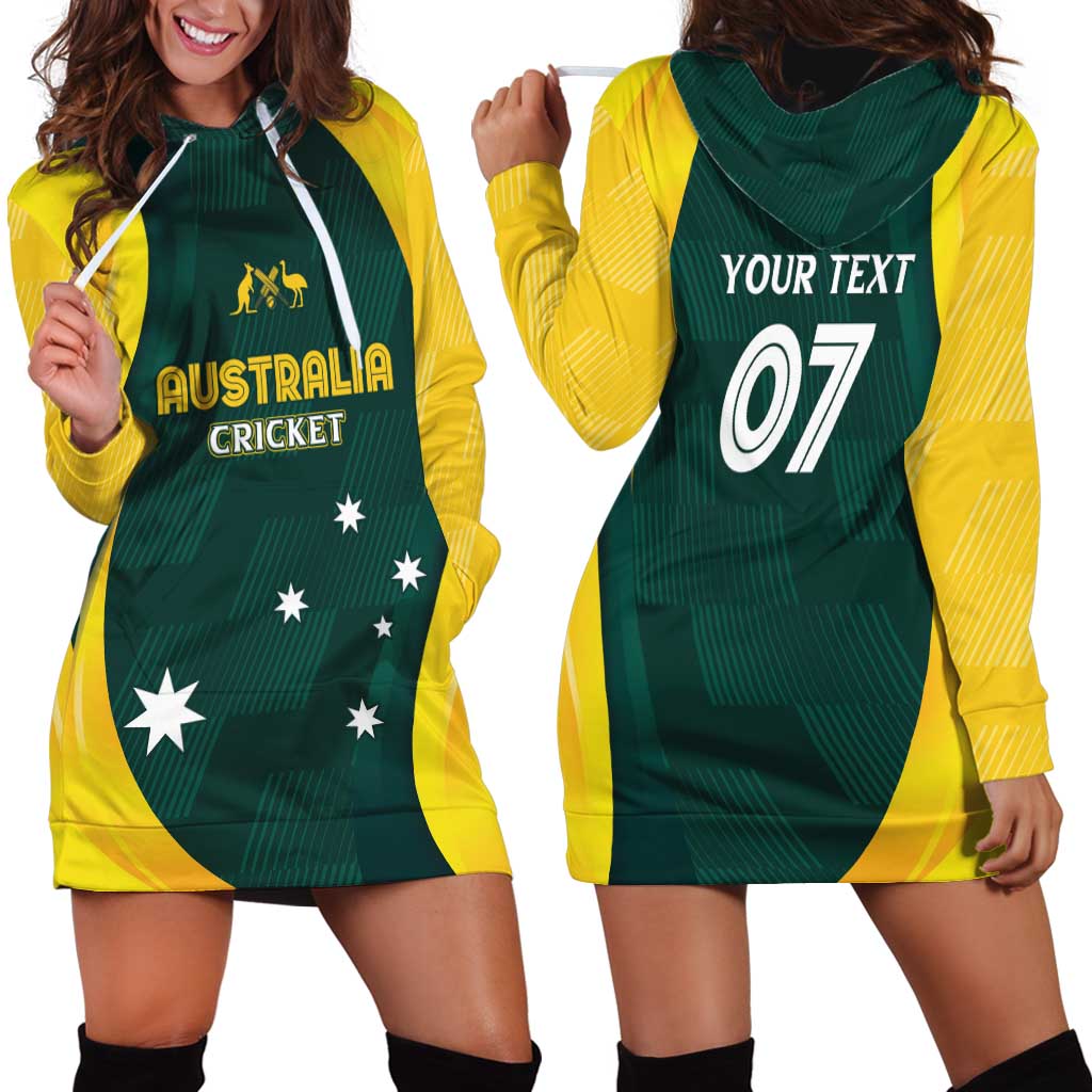 Australia Cricket Custom Hoodie Dress GO Aussie - Modern Motif - Vibe Hoodie Shop