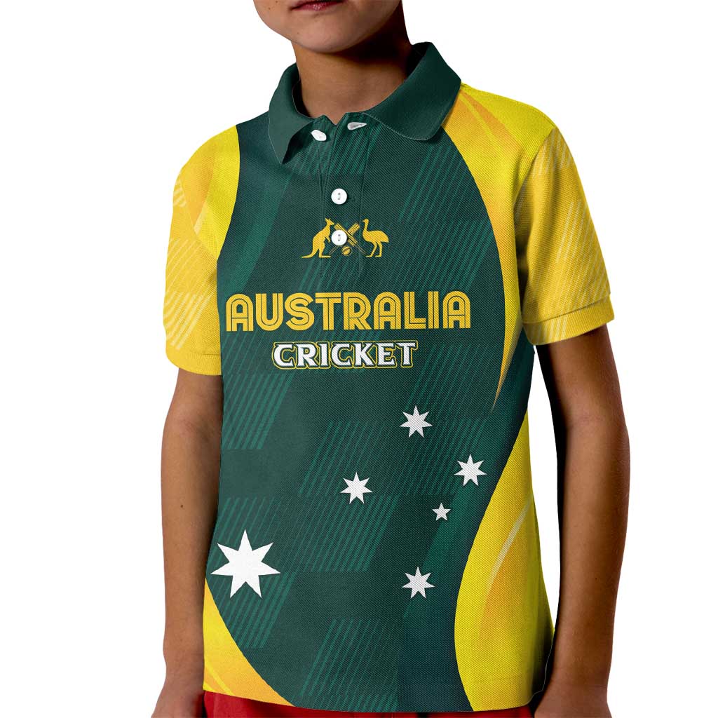 Australia Cricket Custom Kid Polo Shirt GO Aussie - Modern Motif - Vibe Hoodie Shop