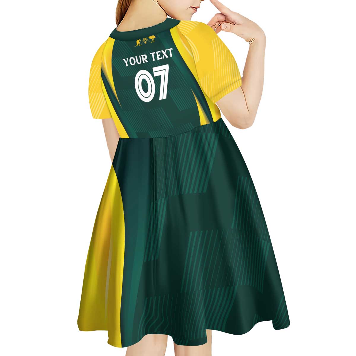 Australia Cricket Custom Kid Short Sleeve Dress GO Aussie - Modern Motif - Vibe Hoodie Shop