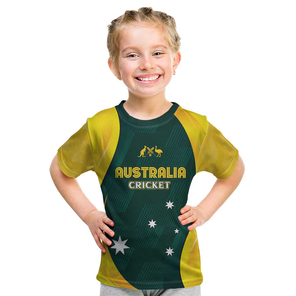 Australia Cricket Custom Kid T Shirt GO Aussie - Modern Motif - Vibe Hoodie Shop