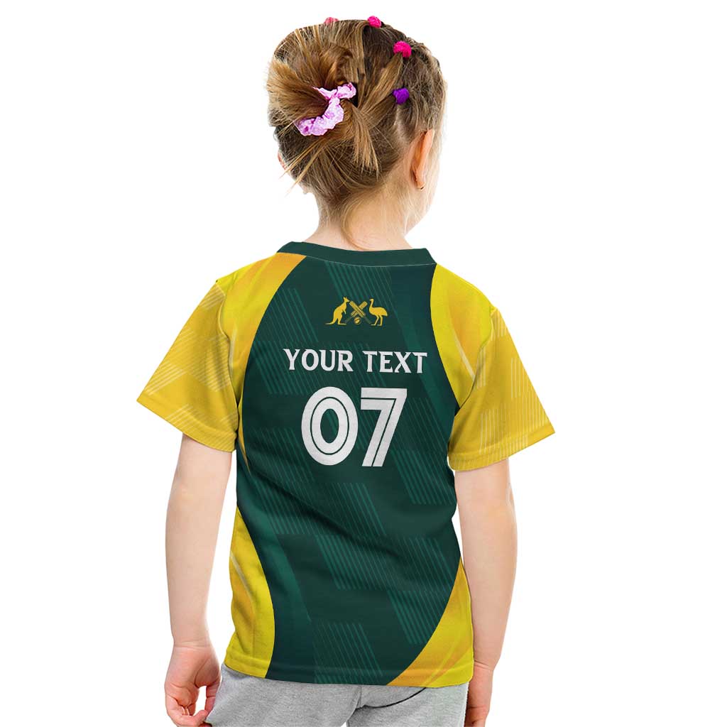 Australia Cricket Custom Kid T Shirt GO Aussie - Modern Motif - Vibe Hoodie Shop