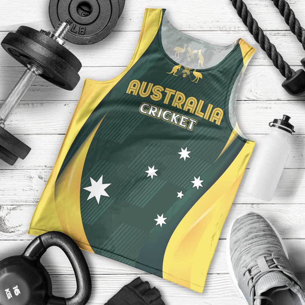 Australia Cricket Custom Men Tank Top GO Aussie - Modern Motif - Vibe Hoodie Shop