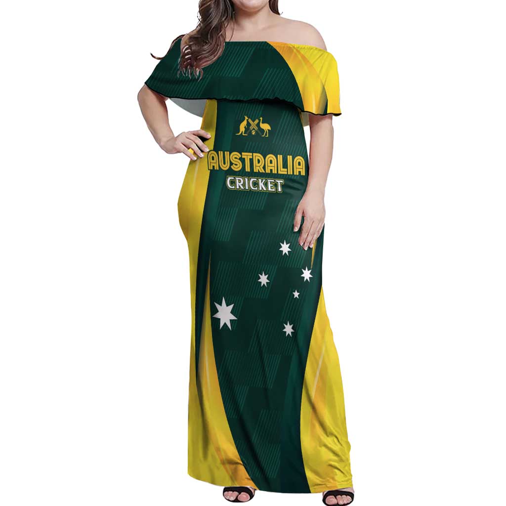 Australia Cricket Custom Off Shoulder Maxi Dress GO Aussie - Modern Motif