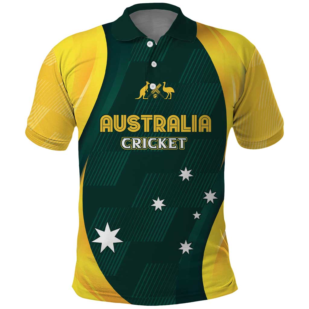 Australia Cricket Custom Polo Shirt GO Aussie - Modern Motif - Vibe Hoodie Shop